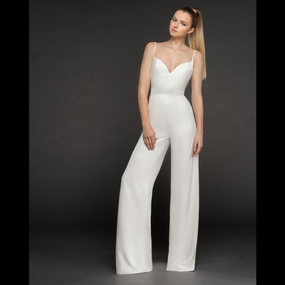Hayley Paige Occasions Pants - Hayley Paige 5868 crepe bridesmaid jumpsuit